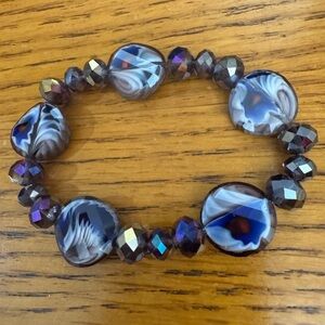 Elegant Blue and White Beaded Bracelet